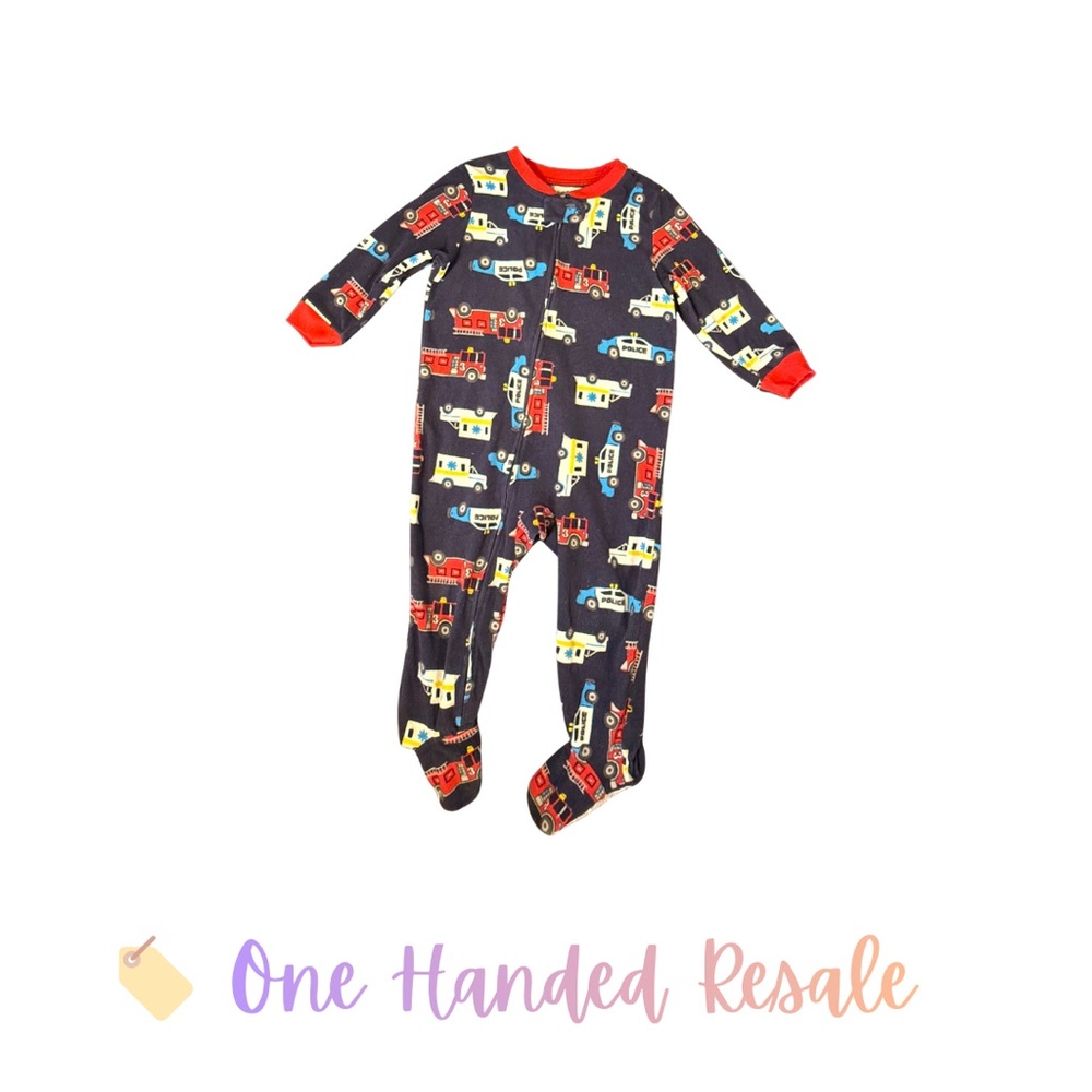 🚑 Carter’s Emergency Fire Police Ambulance Navy Footed Sleeper Blue Pajamas 2T